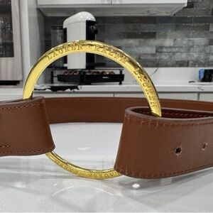 Lauren Ralph Lauren Tan size 12 Replica Belt with Gold Logo Ring